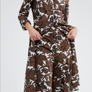 Floral Print Wide Legged Belted Pants